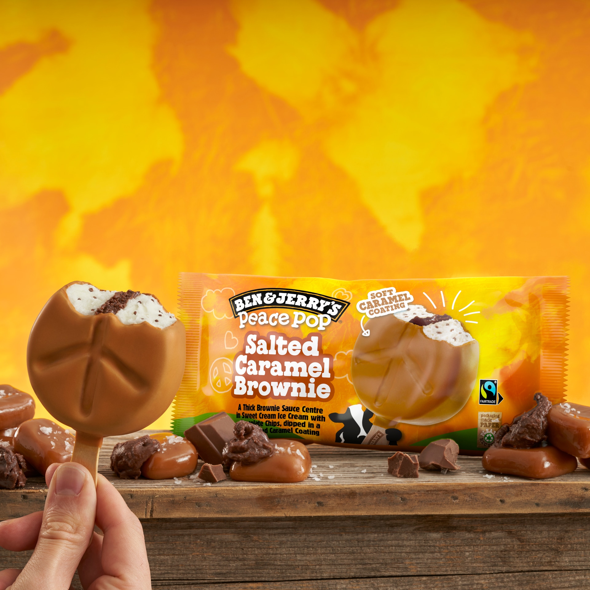 Salted Caramel Brownie Peace Pop Original Ice Cream Wich